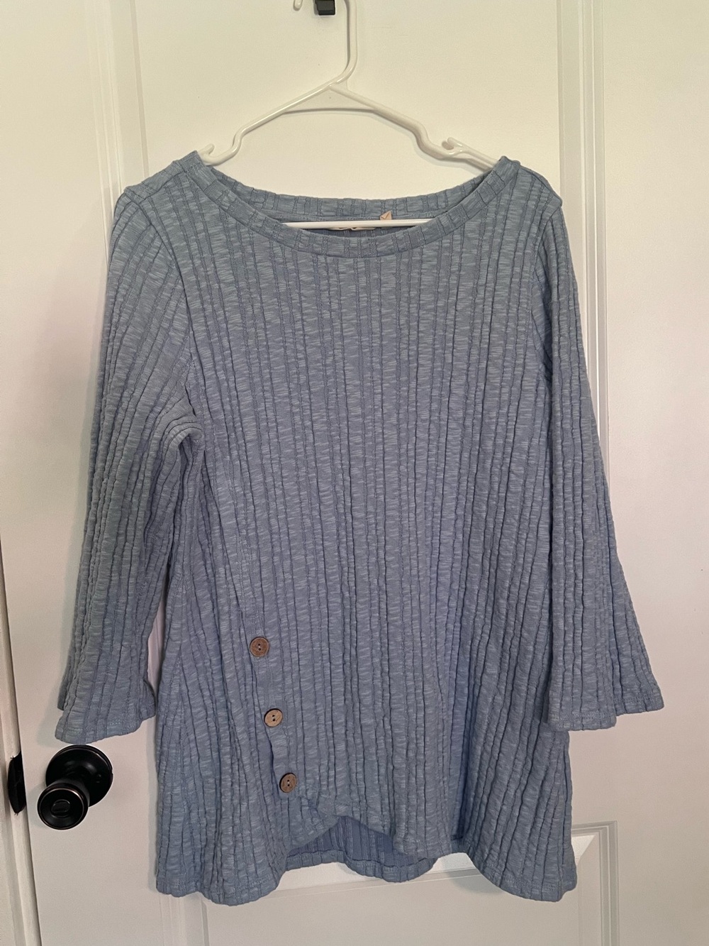 Soft Surroundings Blue Ribbed Long-Sleeve Knit Tunic Top